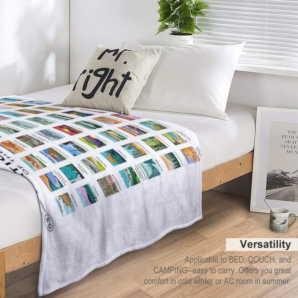 National Parks Of The United States Poster List Machine-washable Throw Blanket