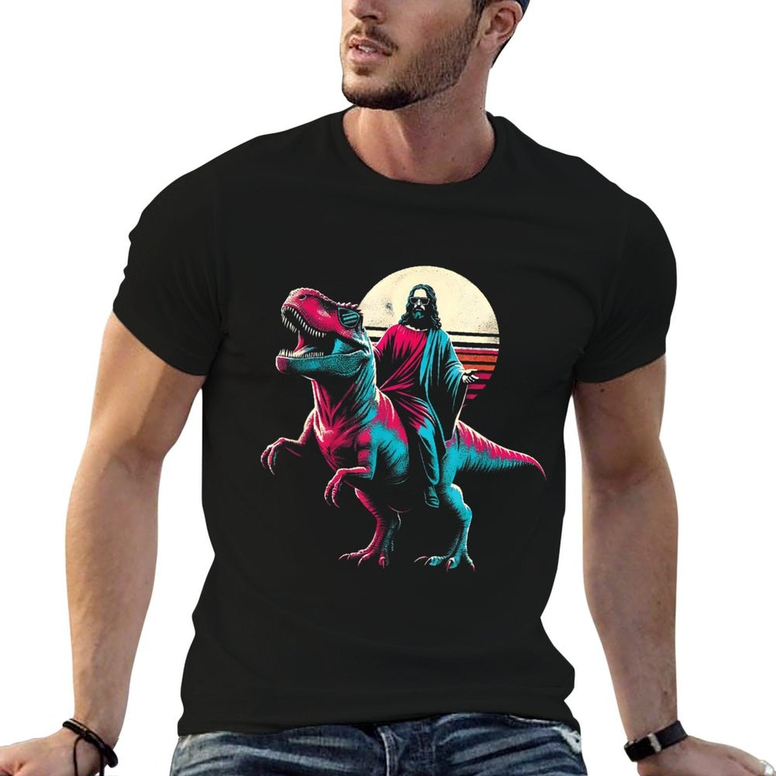 Jesus T-Rex - Funny Christian Religious Dinosaurs Dino Lover  Slim-fit Cut T-Shirt