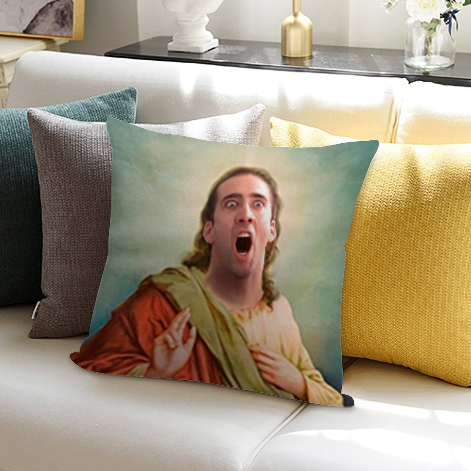 Saint Nicolas Cage The Glorious Soft Gift Ready Throw Pillow