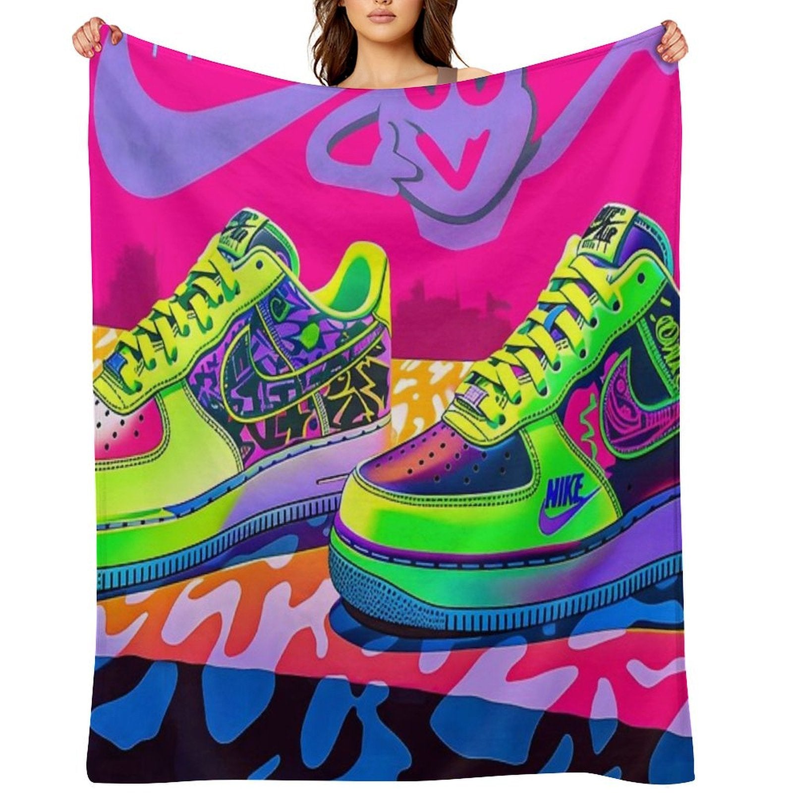 Nike Air Force One Lemon Candy Comfort Throw Blanket