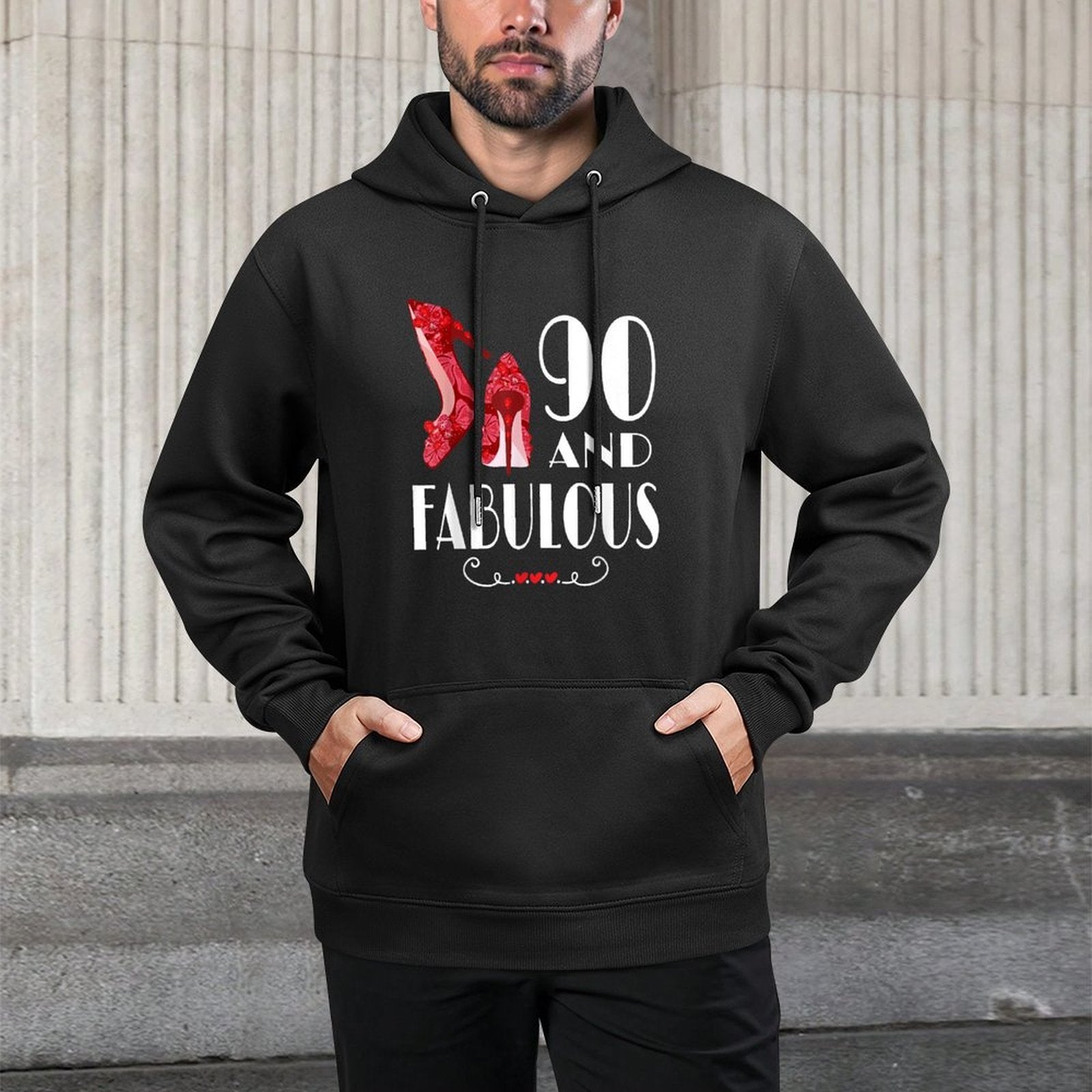 90th Birthday Im 90 And Fabulous Adjustable Hood Hoodie