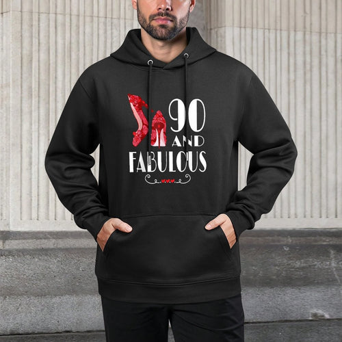 90th Birthday Im 90 And Fabulous Adjustable Hood Hoodie