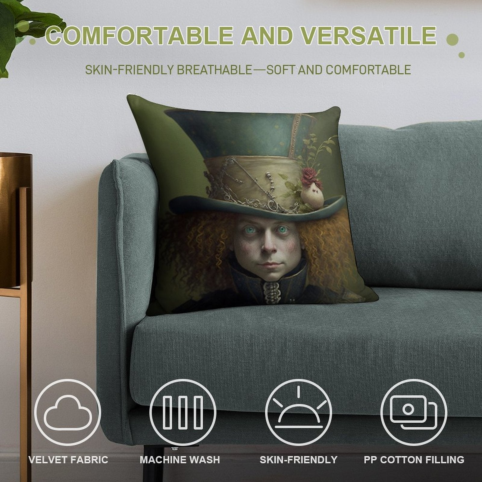The Mad Hatter - Alice in Wonderland Collection Soft Ultra-Soft Texture Throw Pillow