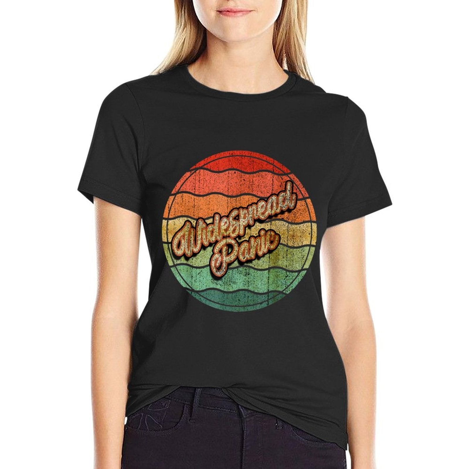 Widespread Personalized Name Retro Vintage Circle Art  Heathered Texture T-Shirt