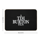 A Tim Burton Film  White on Black  Non-Slip Bath Mat