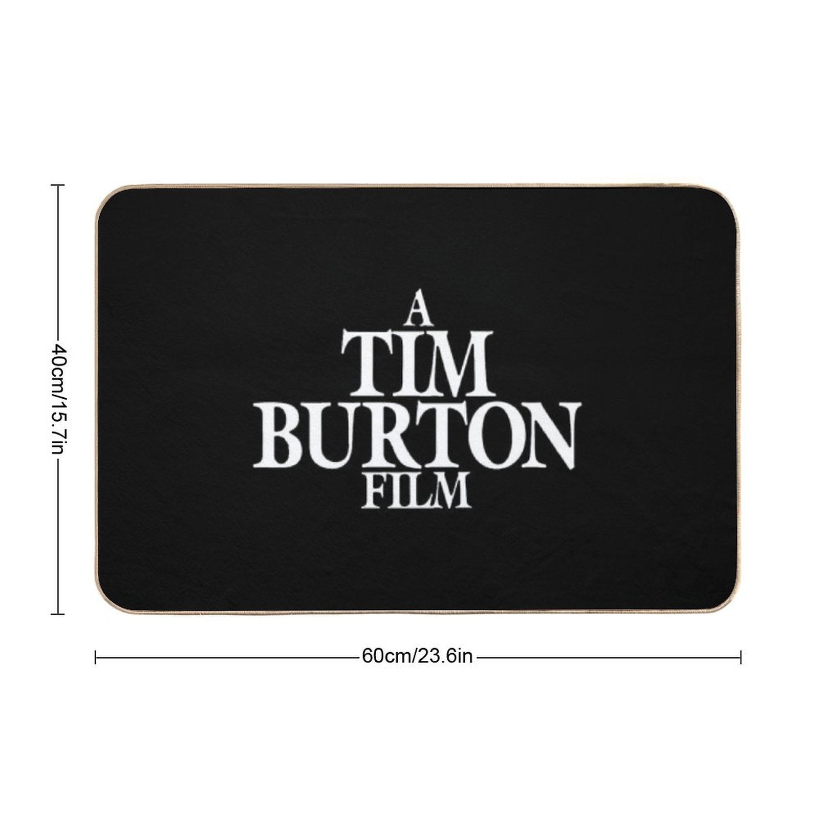 A Tim Burton Film  White on Black  Non-Slip Bath Mat
