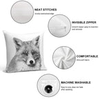 Black And White Fox Soft Warmth Comfort Throw Pillow