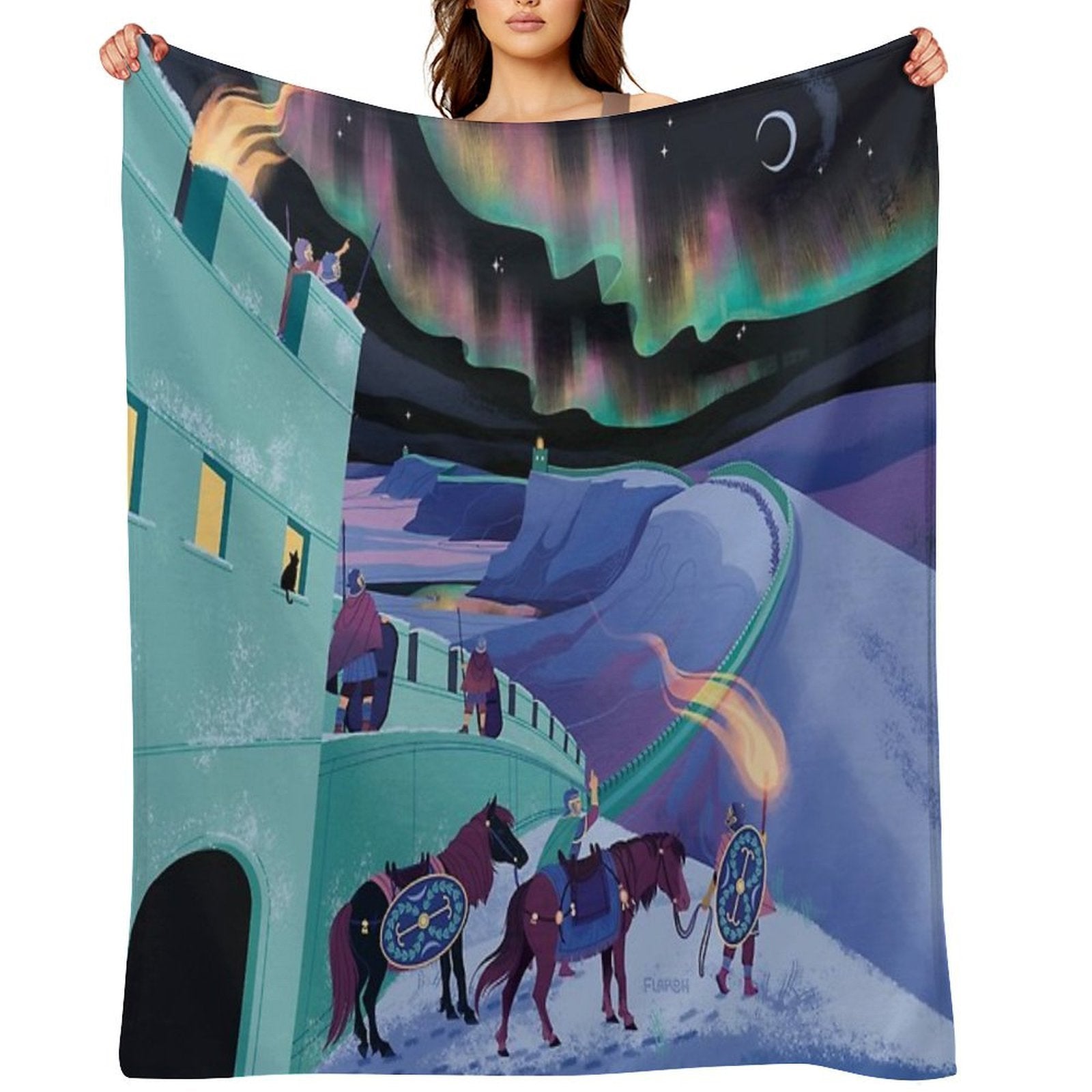 Lights Over Hadrians Wall Shrink-resistant Throw Blanket