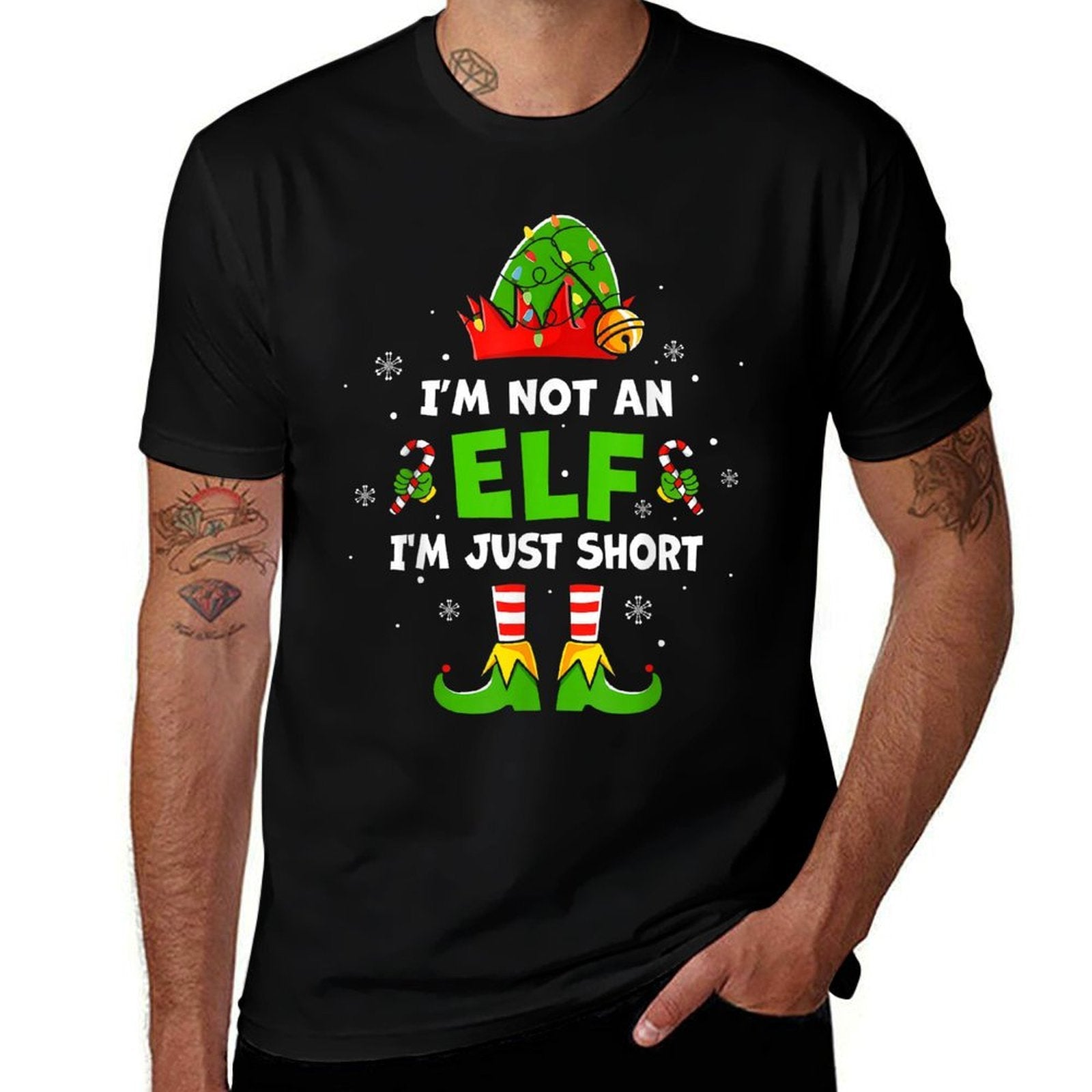 Im Not An Elf Just Short Funny Christmas Xmas Men Women Kids  Graphic-printed T-Shirt
