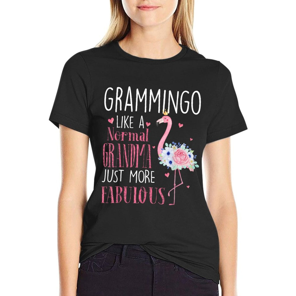 Flamingo Grammingo Like A Normal Grandma Gifts Funny Grandma  Ribbed Collar T-Shirt