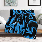 Groovy Blue Swirled Lines Easy Care Throw Blanket