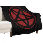 Inverted Pentagram Dark Red  Satanic All-season Throw Blanket