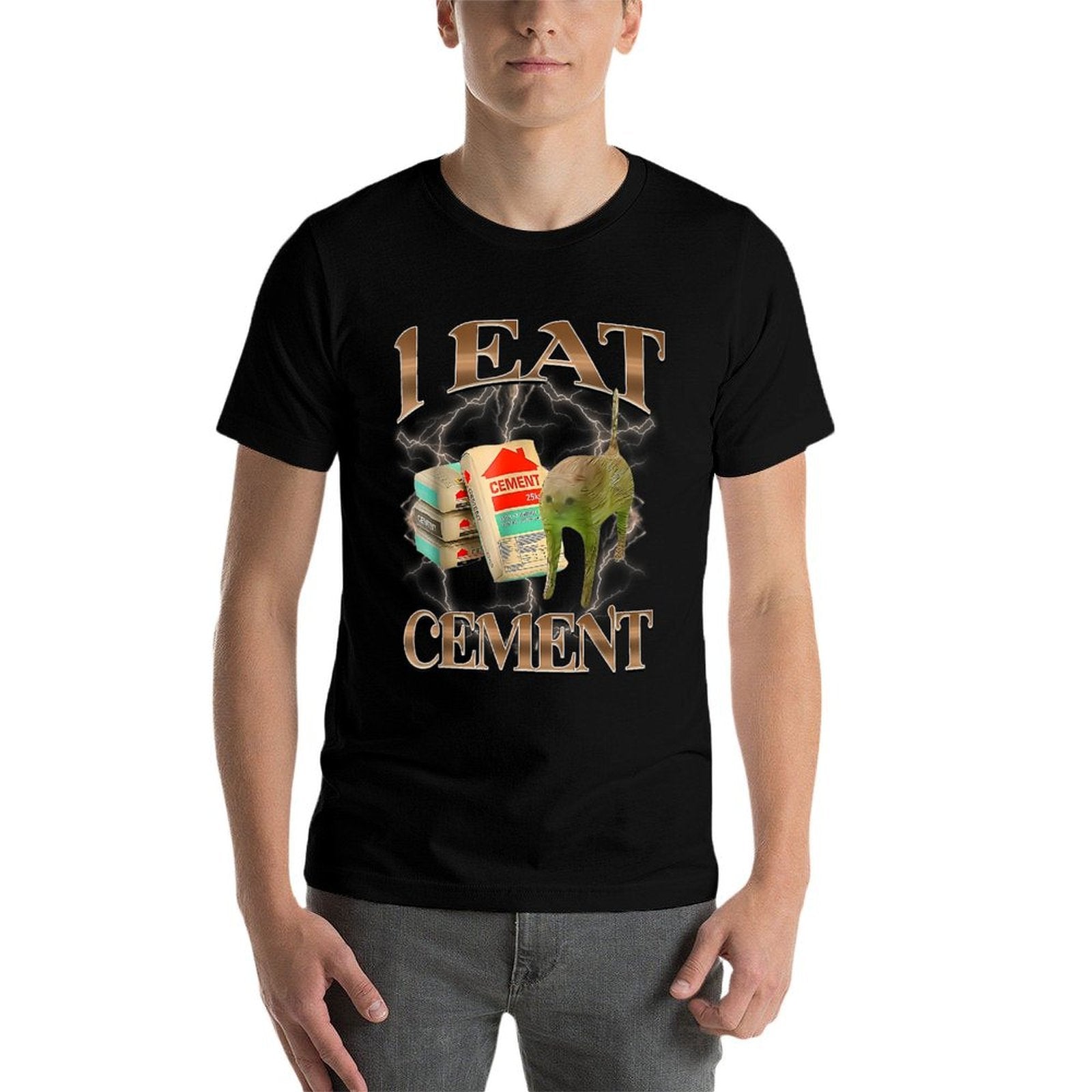 I Eat Cement Funny Cat Meme Silly Cats Women Men Kids  Slim-fit Cut T-Shirt