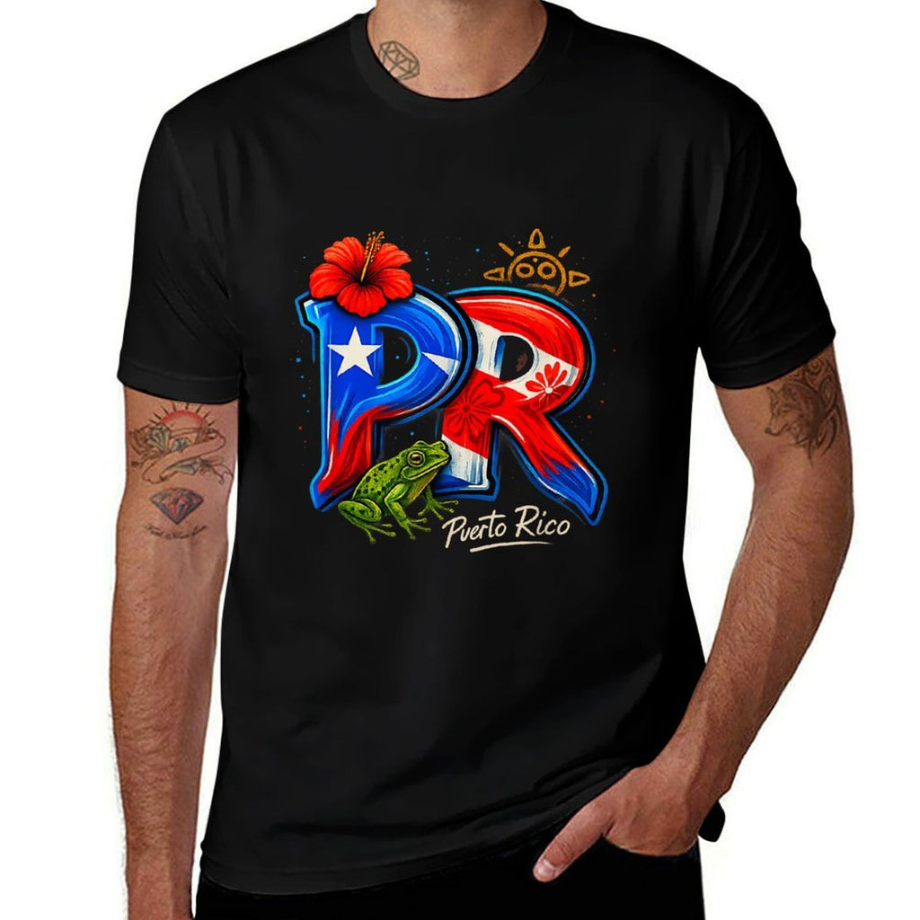 Puerto Rico PR Hibiscus Coqui Frog Rican Heritage Culture  Vintage-inspired T-Shirt