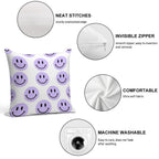 Purple Preppy Smile Print Soft High-Density Material Throw Pillow