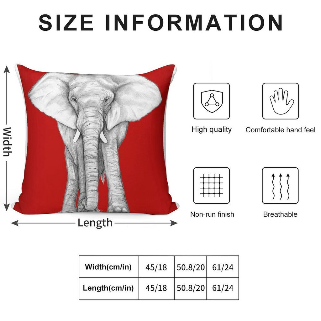 Crimson Elephant Soft Shrink-Resistant Throw Pillow