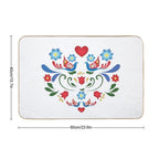 Birds And Flowers Folk-Art Design  Easy Maintenance Bath Mat