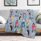 Greyhounds Dogwalk  Pale Blue Background Shrink-resistant Throw Blanket