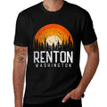 Renton Washington WA Retro 70s 80s 90s Vintage Gift  Ribbed Collar T-Shirt