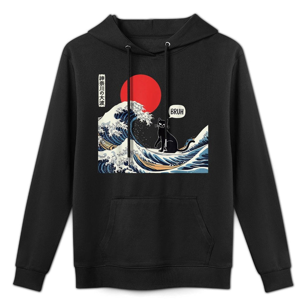 Cat Anime Japanese Art The Great Wave Funny Gifts Men Women Shape Retention Hoodie