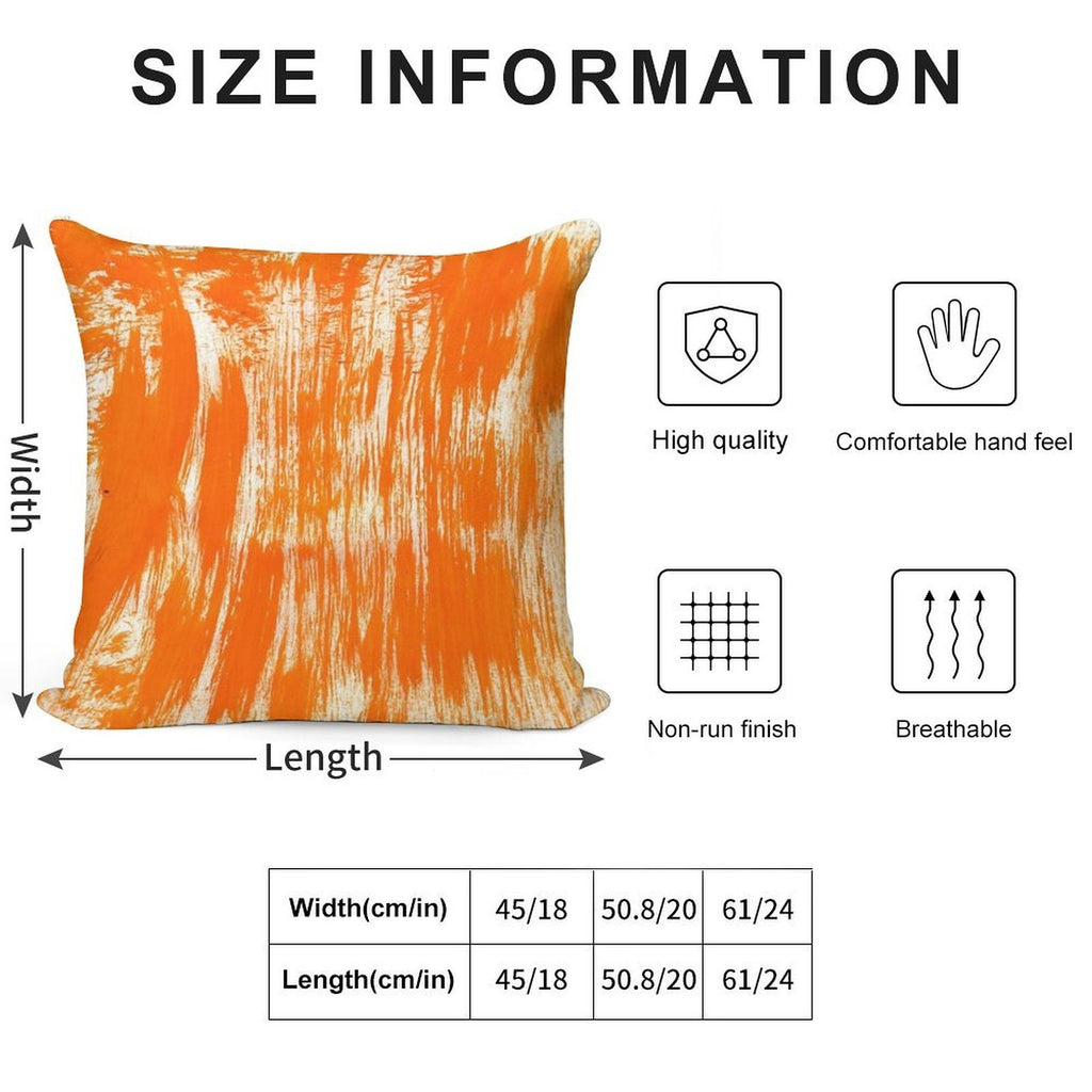 Orange Paint Brush Soft High-Density Material Throw Pillow