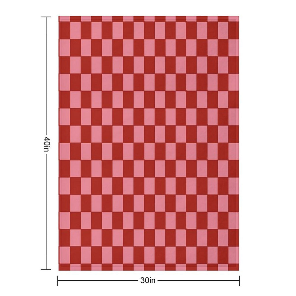 Pink And Red Checkered Anti-pilling Throw Blanket