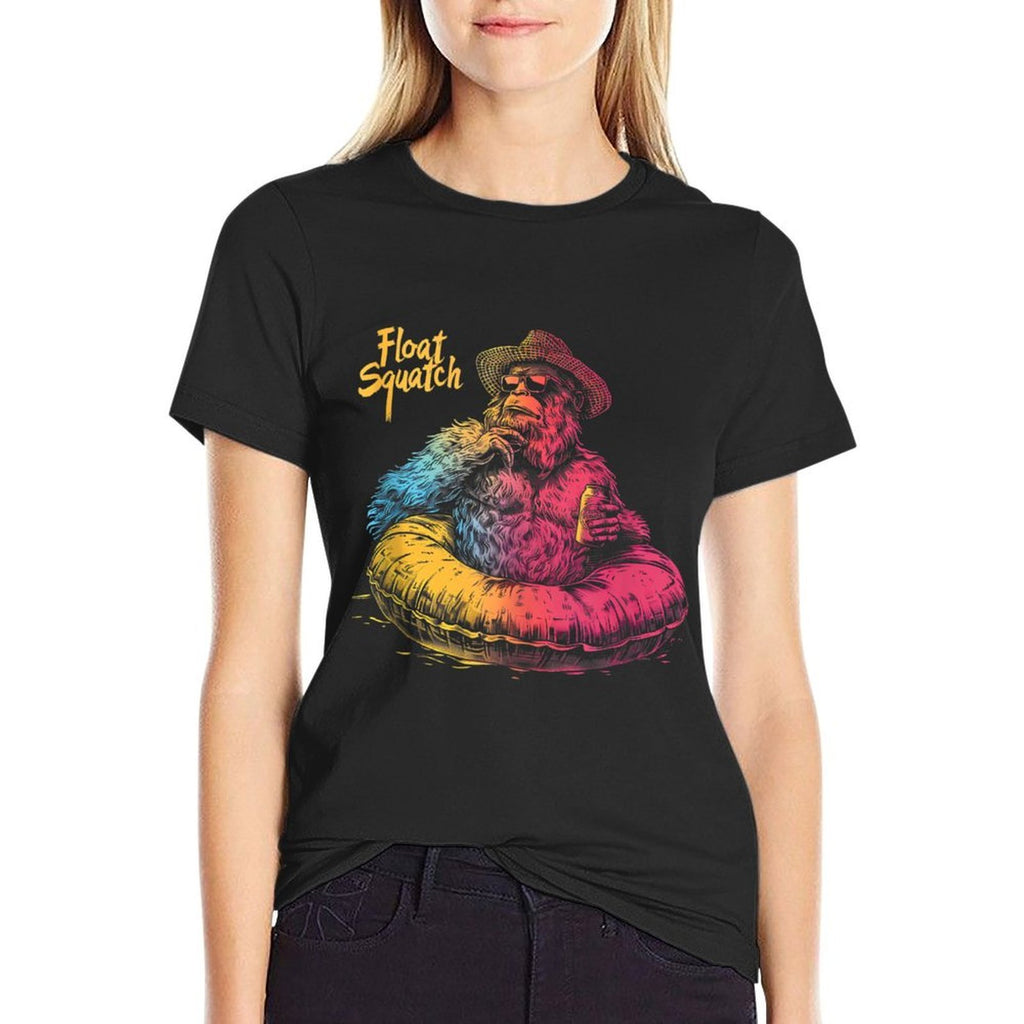 Funny Bigfoot Or Sasquatch Summer Float Trip River Tubing  Tagless Design T-Shirt