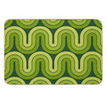 Retro Geometric Gradated Design Avocado Green  Easy Maintenance Bath Mat