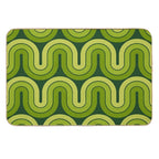 Retro Geometric Gradated Design Avocado Green  Easy Maintenance Bath Mat