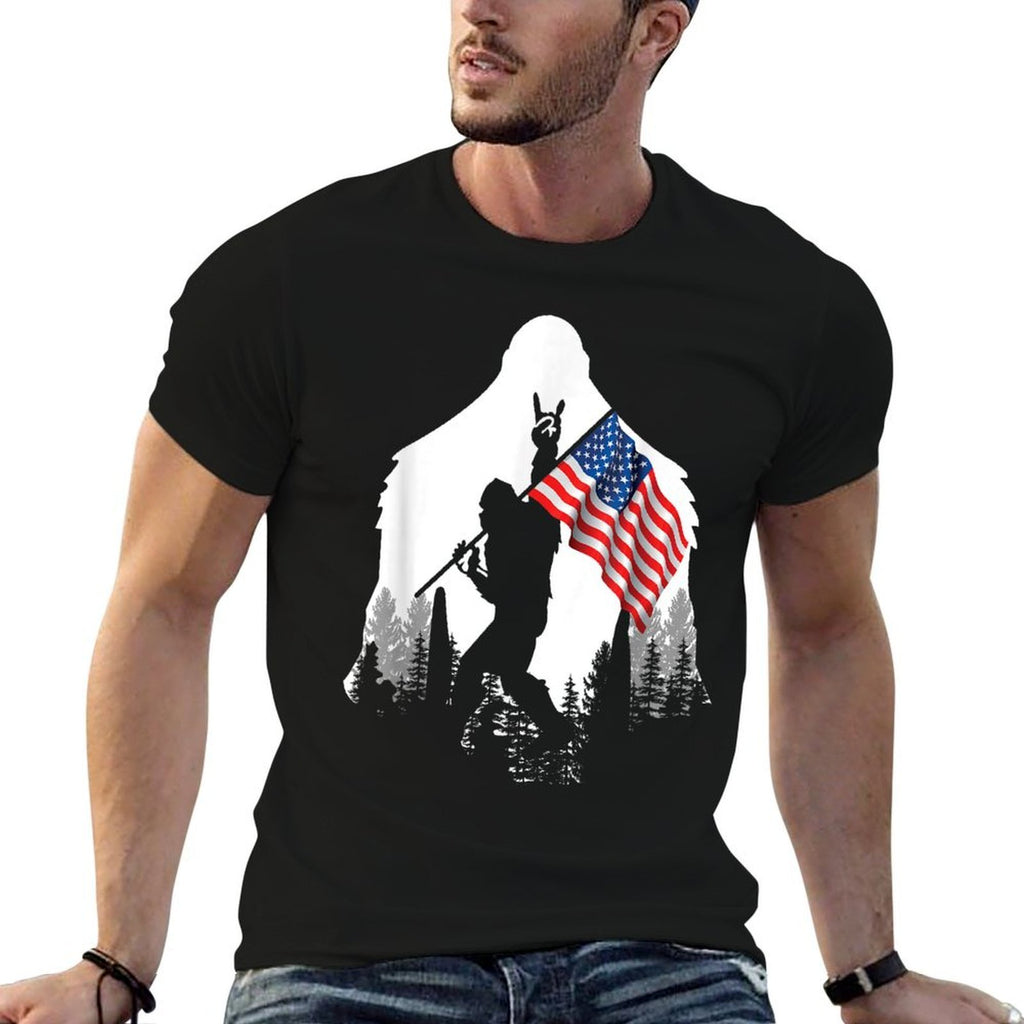 Big Foot - Bigfoot Sasquatch American Patriotic  Oversized Silhouette T-Shirt