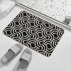 Modernist Abstract Arc Pattern 622 Black And Linen White  Odorless Bath Mat