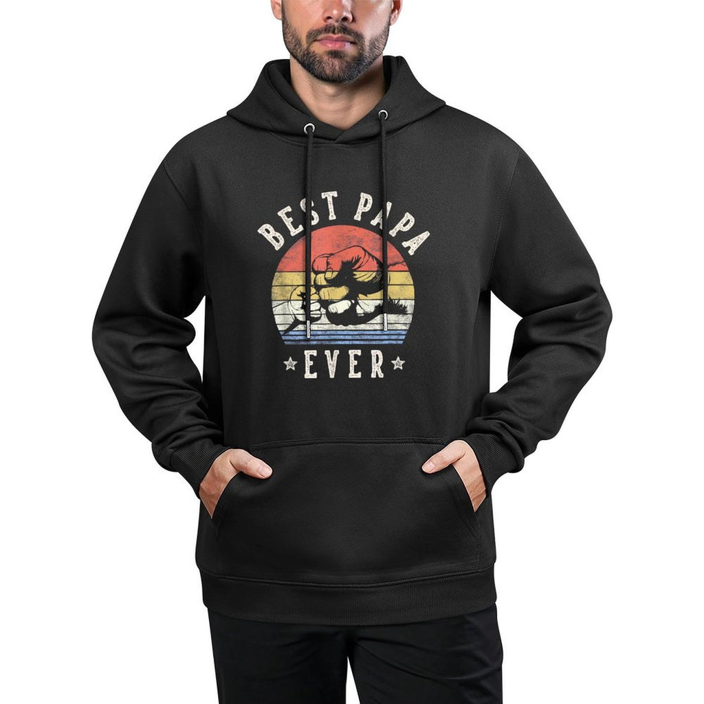 Best Papa Ever - Retro Fist Bump Vintage Design Papa Cotton-Polyester Blend Hoodie