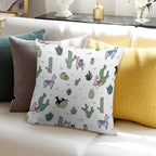 Cacti Llamas Soft Washable Throw Pillow