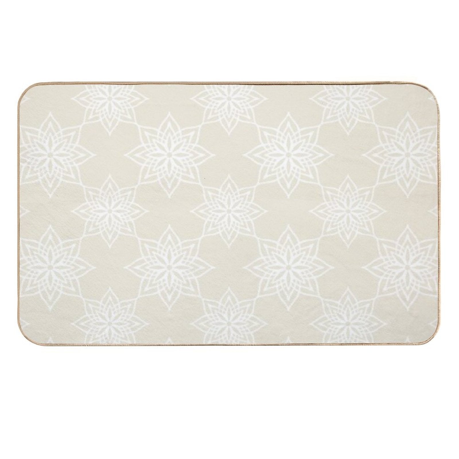 Lace Snowflakes on Cream  Easy To Clean Bath Mat