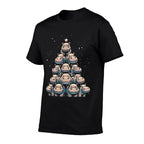Cute Baby Hippo Christmas Tree Hippopotamus Christmas  Ribbed Collar T-Shirt