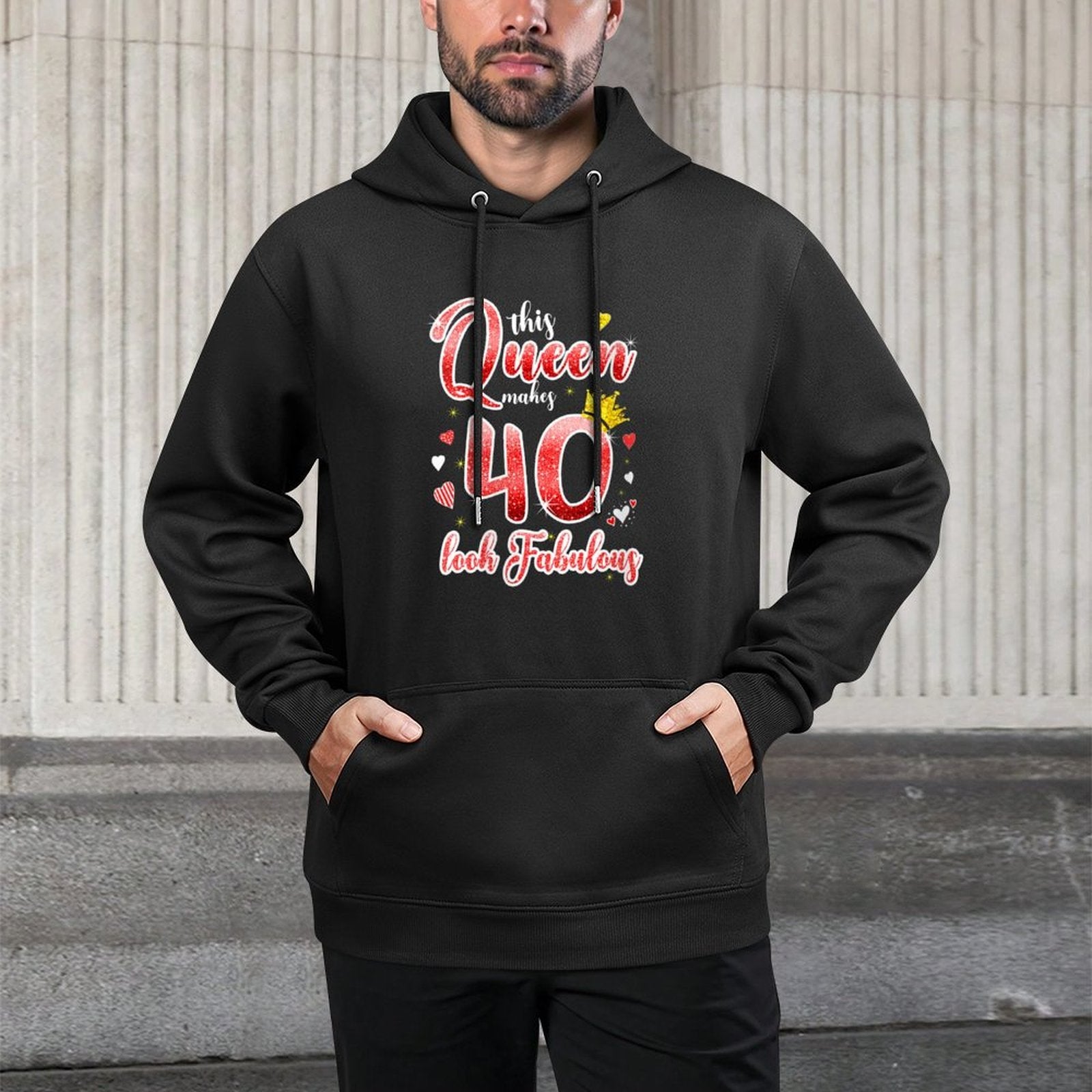 Womens This Queen Makes 40 Look Fabulous 40th Birthday Gift Women Pilling-Resistant Hoodie