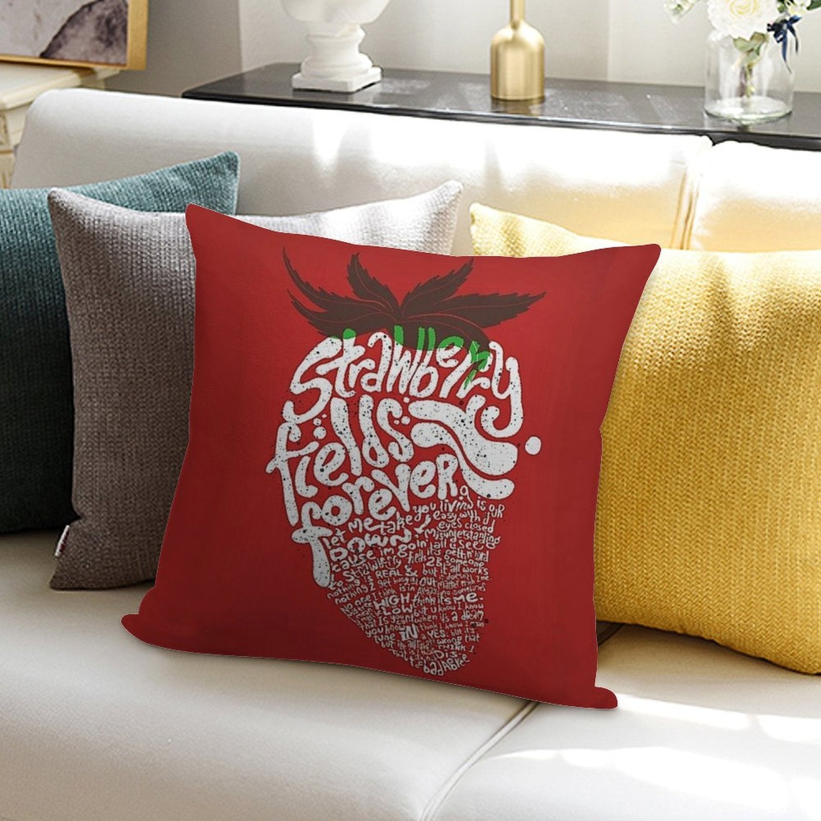 Strawberry Fields Forever Soft Ultra-Soft Texture Throw Pillow