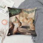 Christmas Rabbit Family Roasting Apples - Beatrix Potter Soft Shrink-Resistant Throw Pillow