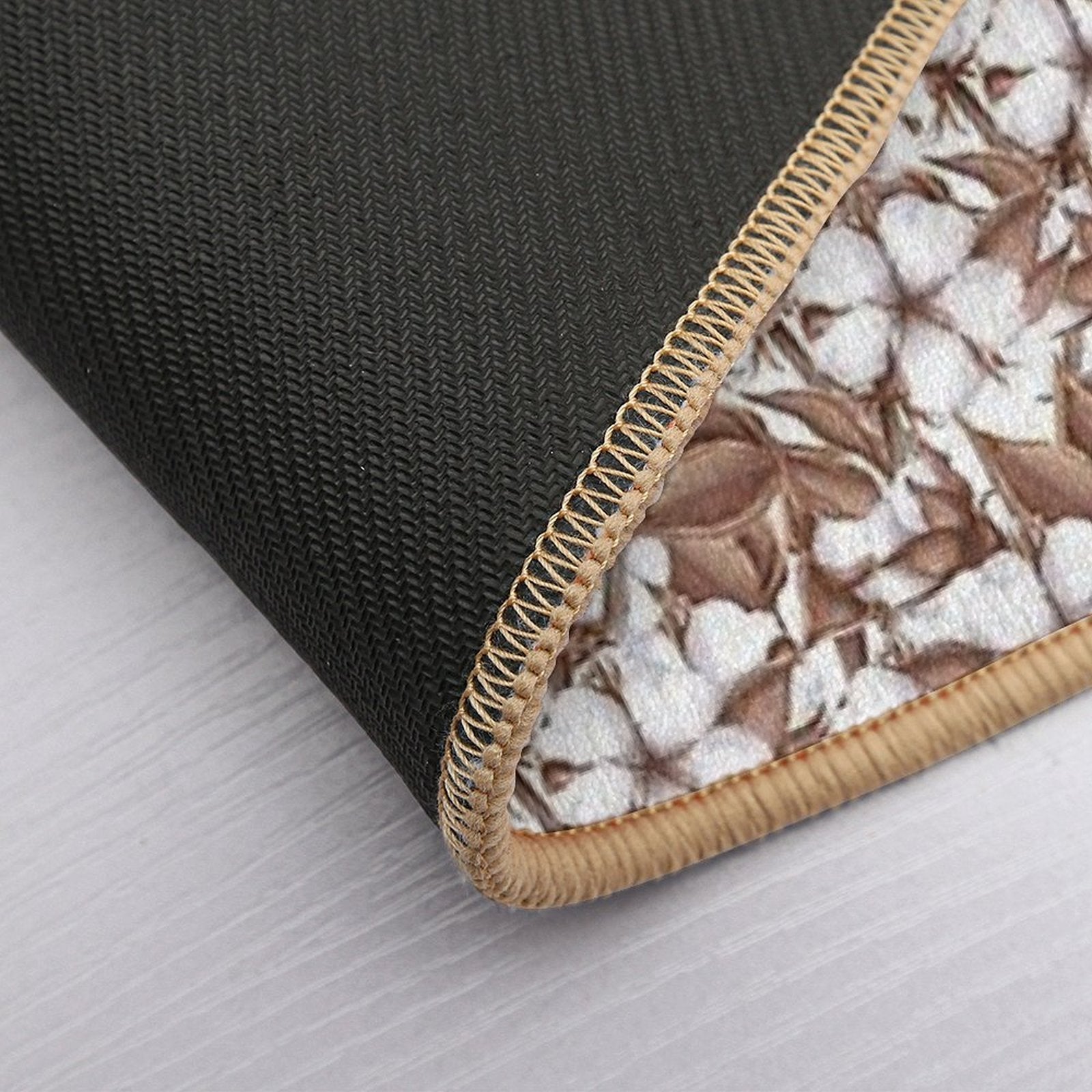 Cotton Flowers, Seamless Pattern  Easy To Clean Bath Mat