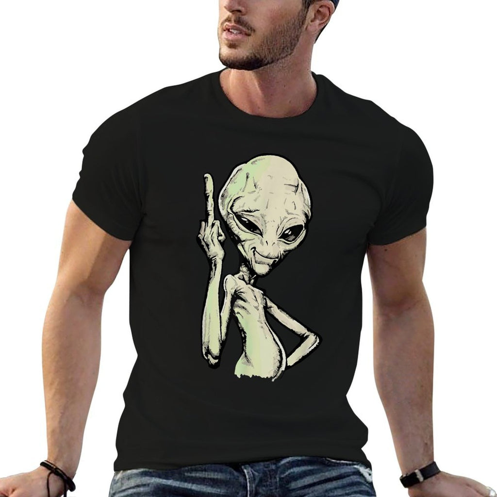 Alien Middle Finger Adult Humour Funny Novelty  Durable T-Shirt