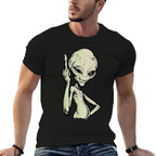 Alien Middle Finger Adult Humour Funny Novelty  Durable T-Shirt