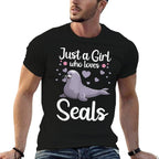 Cool Seal Art For Men Women Sea Animal Lover Ocean Zookeeper  Rolled Sleeves T-Shirt