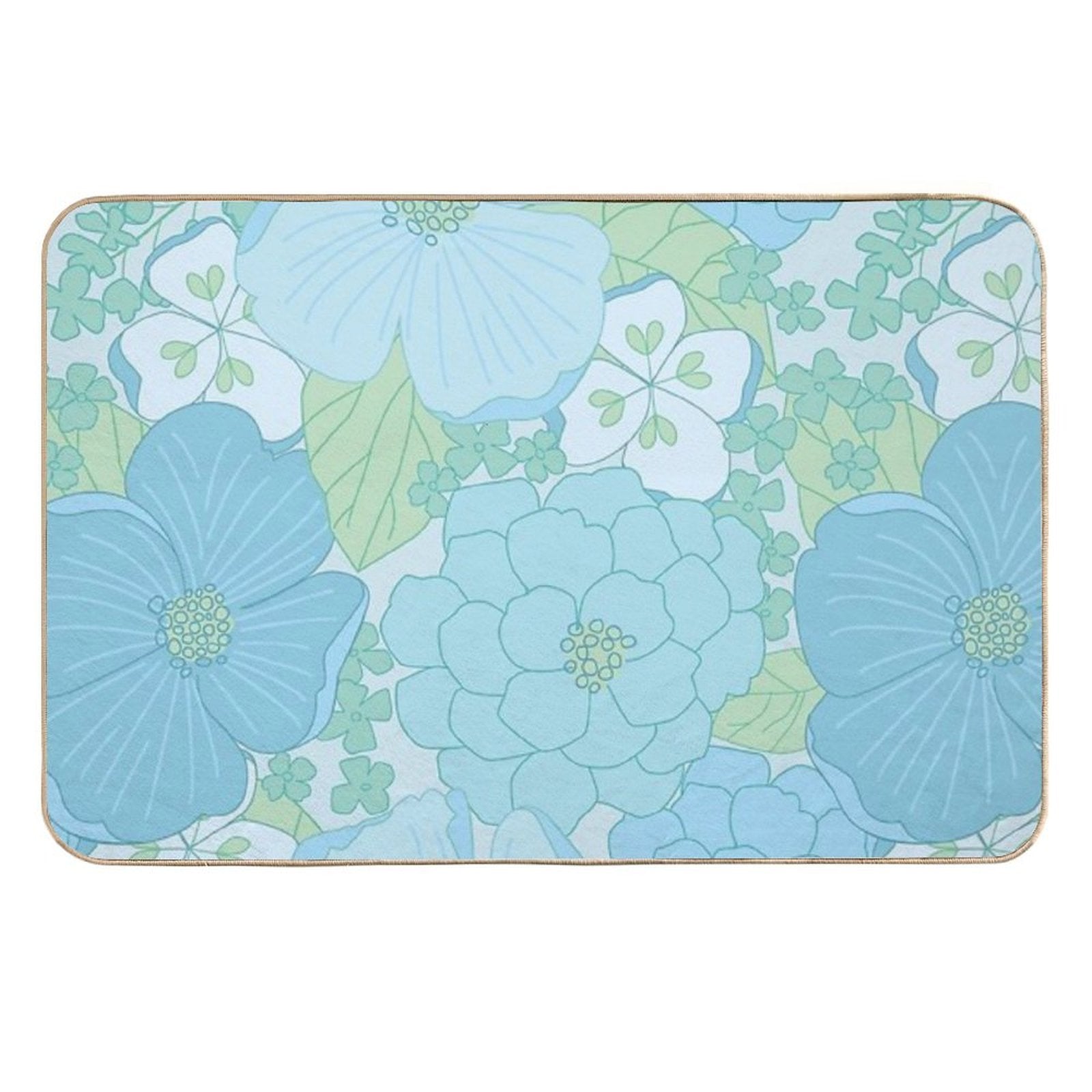 Light Blue Pastel Vintage Floral Pattern  Easy Maintenance Bath Mat