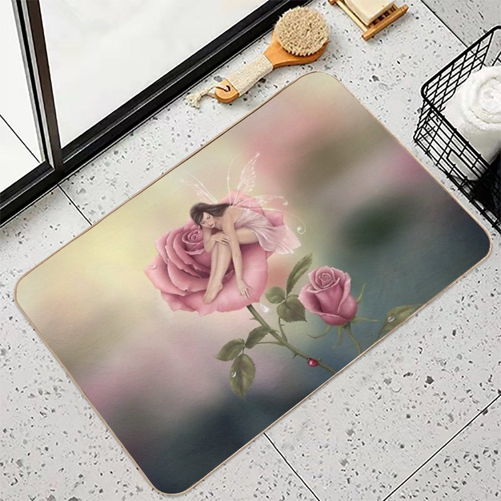 Rose Flower Fairy  Dirt-Trapping Bath Mat