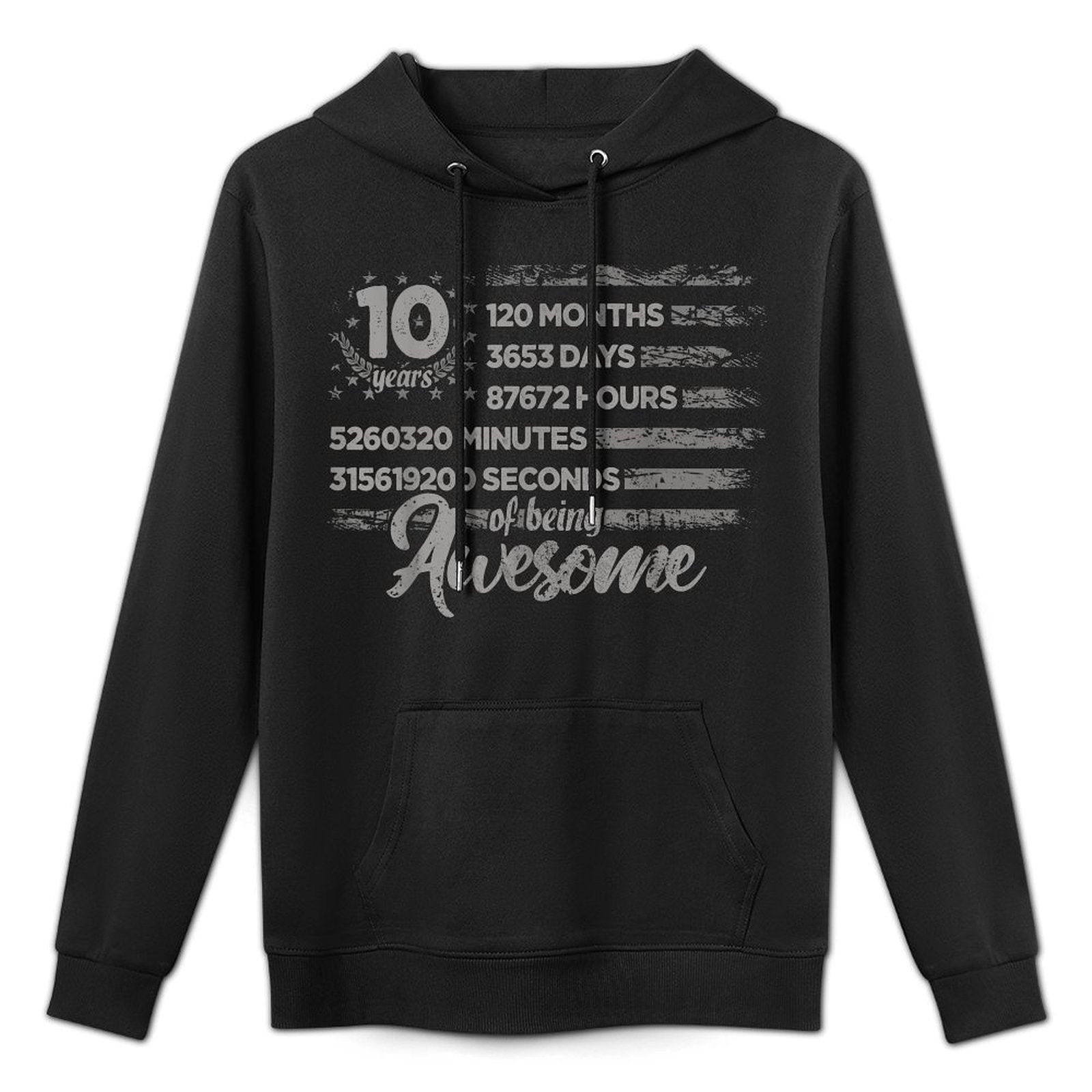 Vintage US 10 Years Retro Countdown 10th Birthday Customizable Surface Hoodie