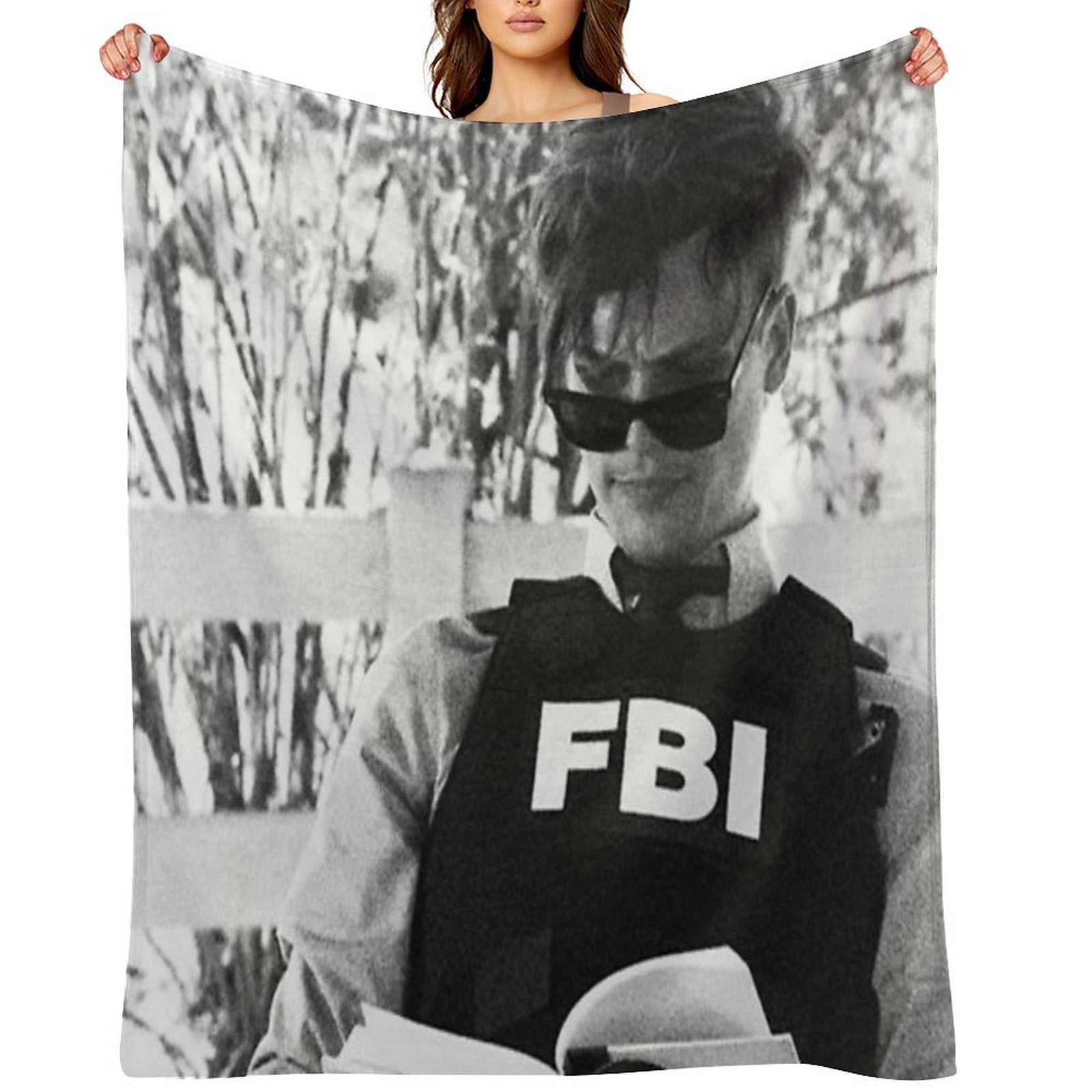 Fbi Glasses Spence Velvety-soft Throw Blanket