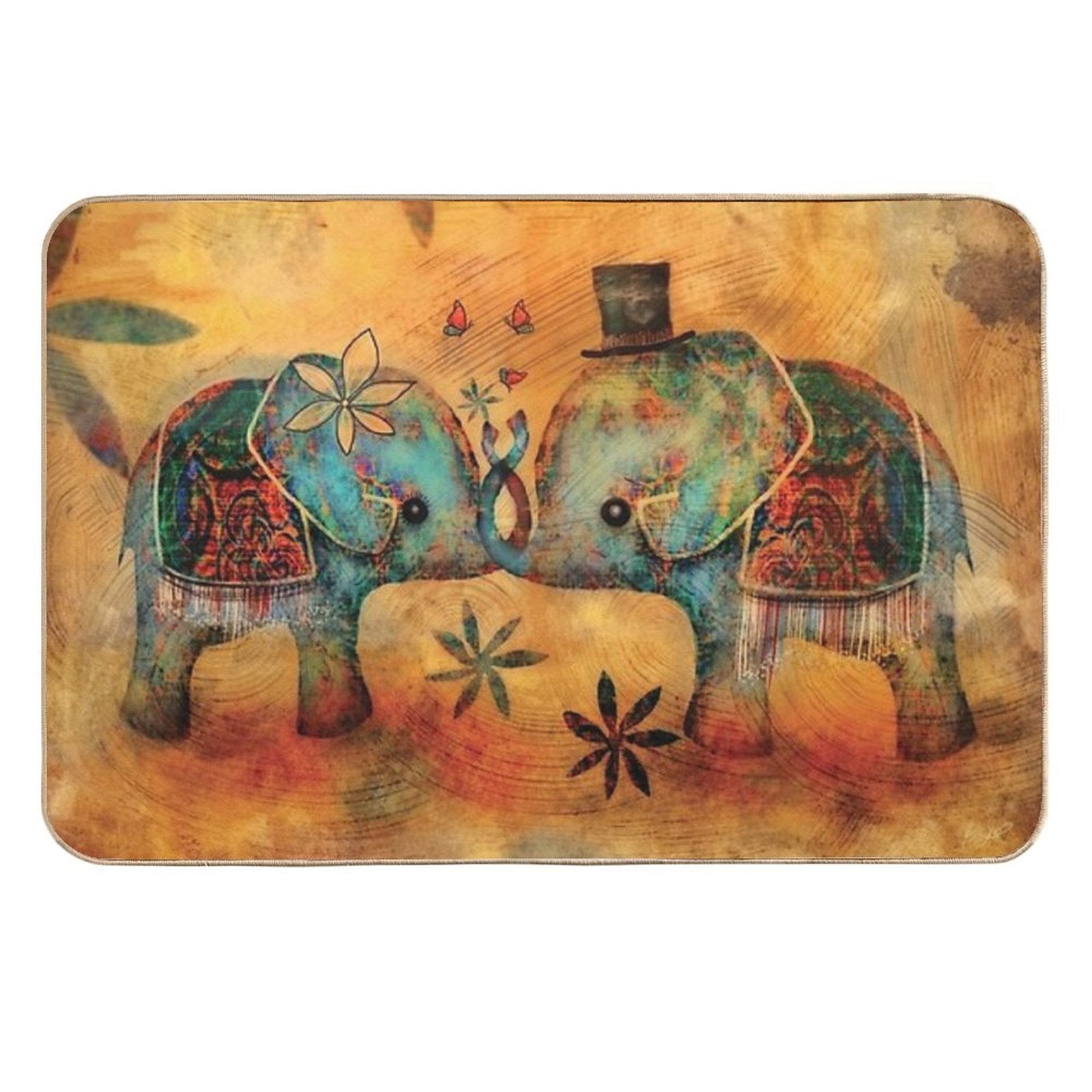 Vintage Elephants  Long-Lasting Bath Mat