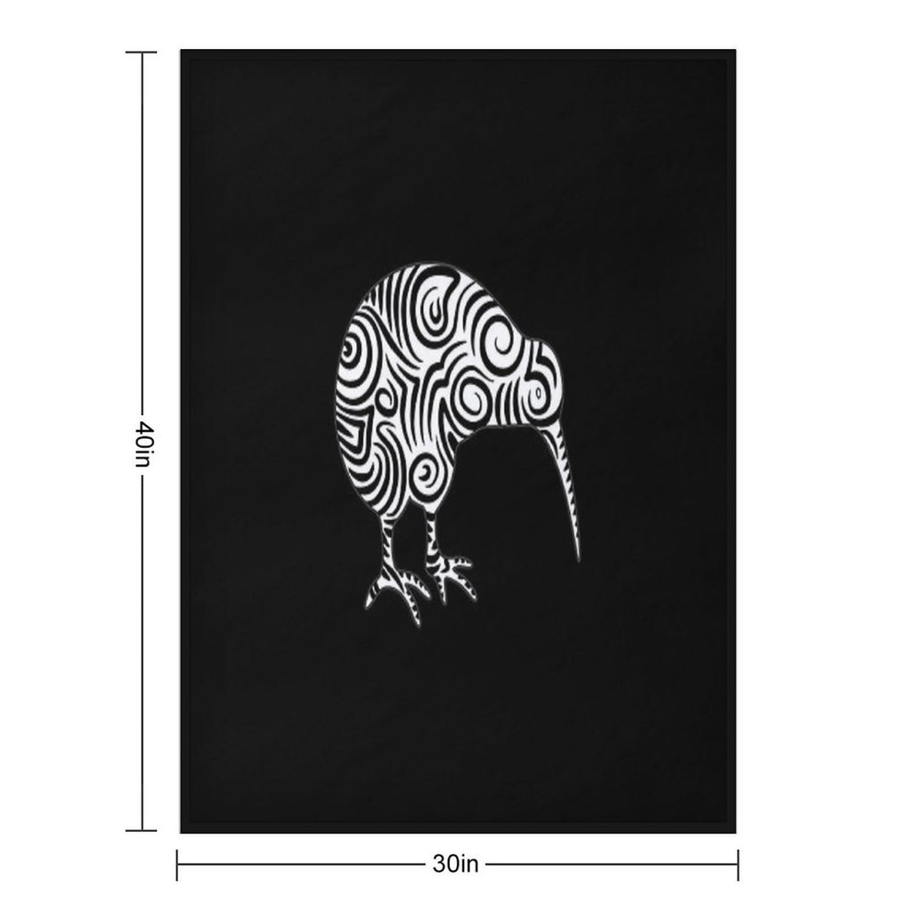 Kiwi Bird Aotearoa New Zealand Tribal Style Sustainable Throw Blanket