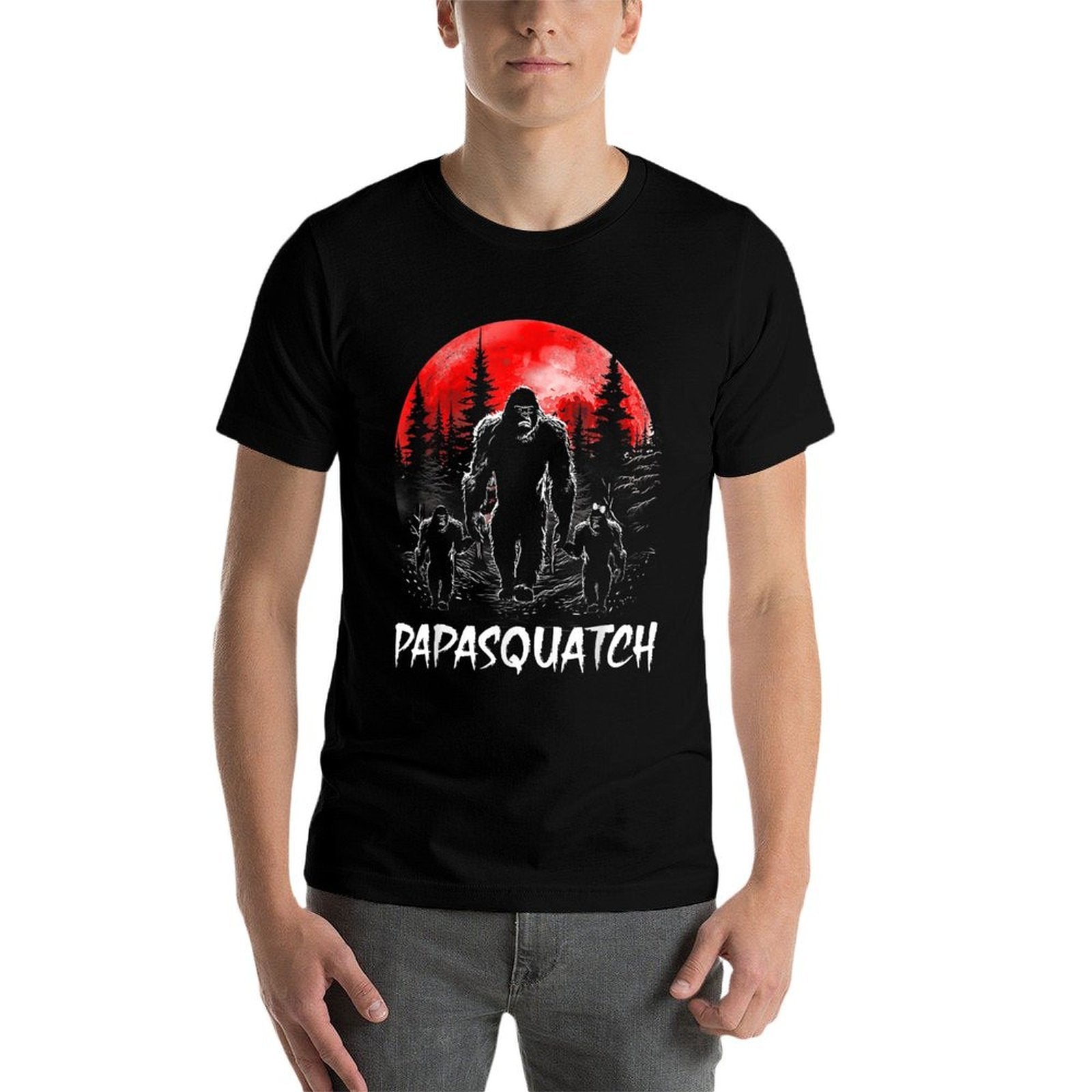 Papa Squatch Funny Bigfoot Dad Sasquatch Yeti Fathers Day  High-quality Stitching T-Shirt