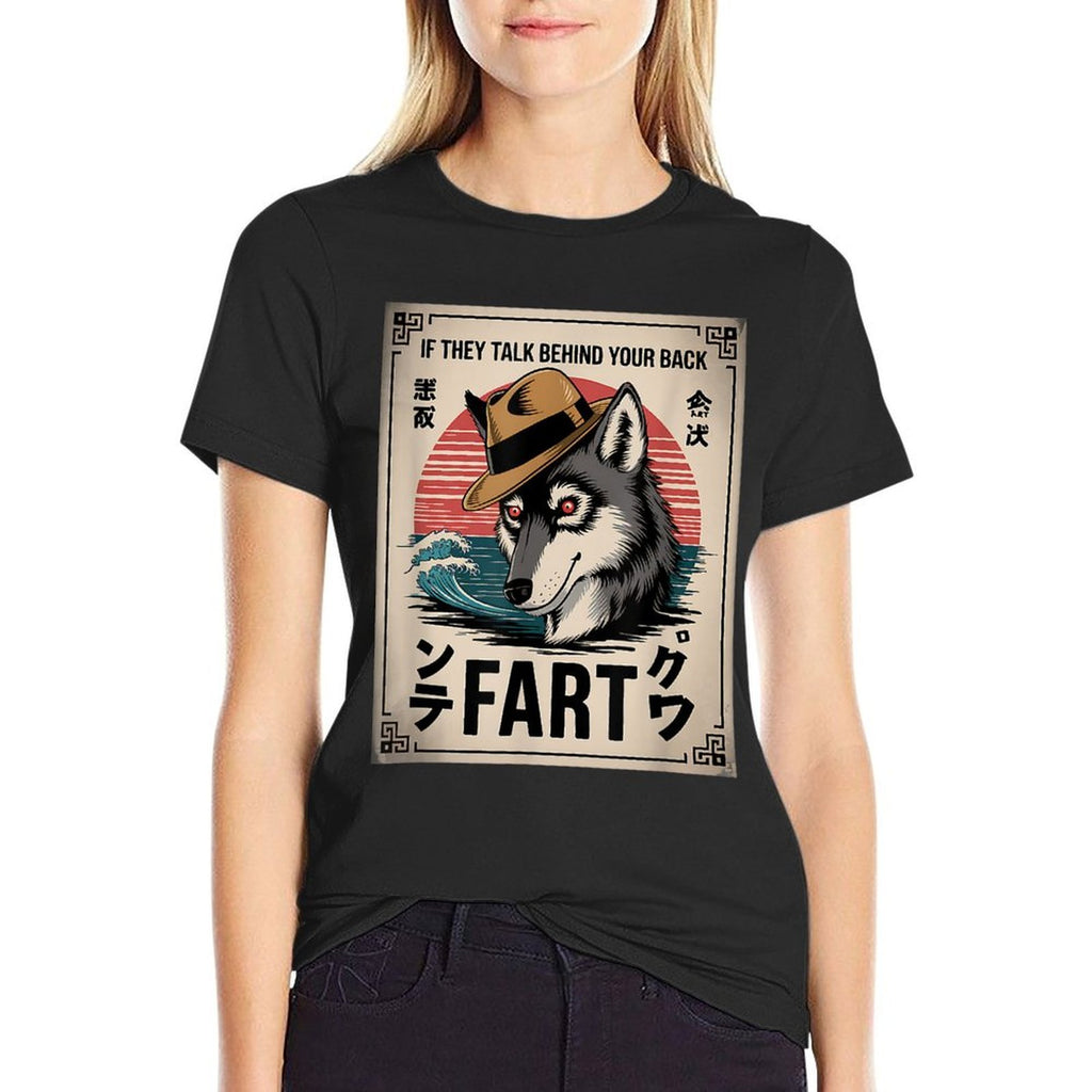 If They Talk Behind Back Fart Sigma Wolf Japanese Meme  Lightweight T-Shirt